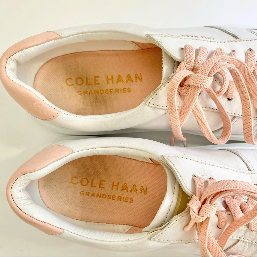 Cole Haan Grandpro Rally Court Leather Lace-up Fashion Sneakers White/Pink‎ 6.5B